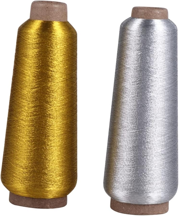 4 لفات خيط تطريز متقاطع ذهبي معدني لصنع الحرف اليدوية والخياطة - Image 1