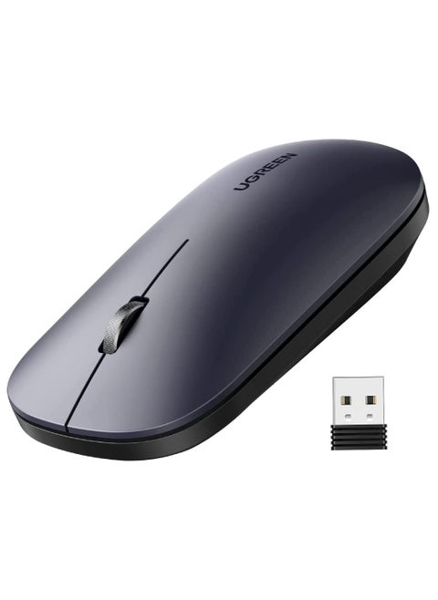 UGREEN ماوس لاسلكي للكمبيوتر الصامت فأرة رفيعة محمولة لأجهزة الكمبيوتر المحمول مع محول USB 2.4 جيجابت فائق السرعة للتمرير اللوحي 4 قابل للتعديل DPI متوافق مع الكمبيوتر الشخصي HP Lenovo ASUS Dell Smart