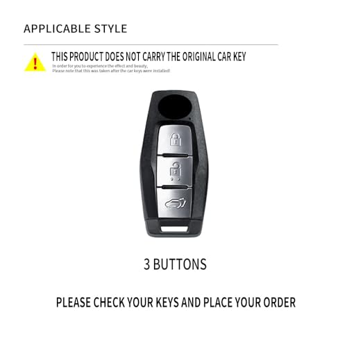 Ysbxitu 3 Buttons Keyless Remote Key Fob Cover with Keychain Compatible with Mitsubishi Outlander 2021 2022 2023 2024 Smart Key Shell Case Key Protection Cover Car Accessories Key Sleeve-B Black - Image 2
