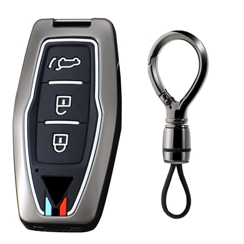 Ysbxitu 3 Buttons Keyless Remote Key Fob Cover with Keychain Compatible with Mitsubishi Outlander 2021 2022 2023 2024 Smart Key Shell Case Key Protection Cover Car Accessories Key Sleeve-B Black - Image 1