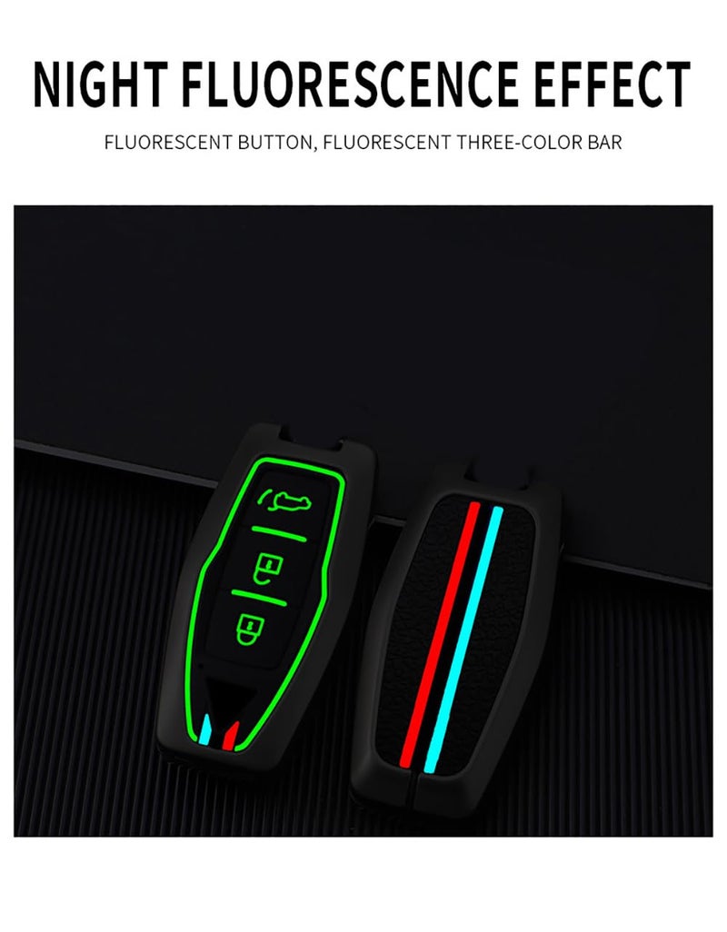 Ysbxitu 3 Buttons Keyless Remote Key Fob Cover with Keychain Compatible with Mitsubishi Outlander 2021 2022 2023 2024 Smart Key Shell Case Key Protection Cover Car Accessories Key Sleeve-B Black - Image 4