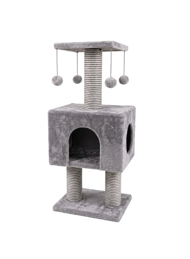 Multi-Level Cat Tree Condo with Natural Sisal Scratching Posts, Grey