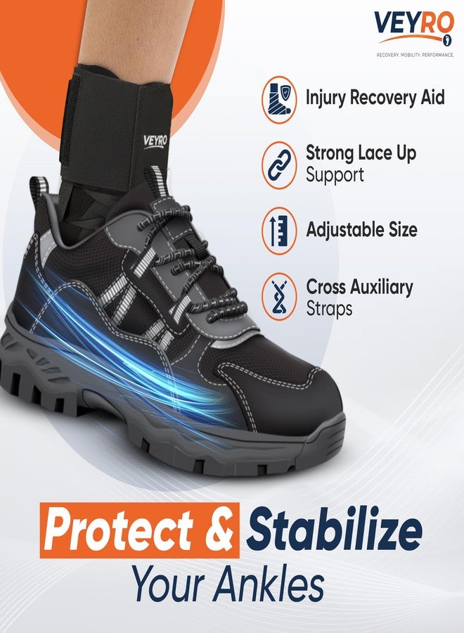 Veyro Lace Up Ankle Brace for Men & Women - Adjustable Ankle Support Straps for Sprained Ankle, Achilles Tendonitis, Ligament Injury & Pain Relief - Sports Ankle Brace for Basketball, Football & Volleyball (Large) - Image 2