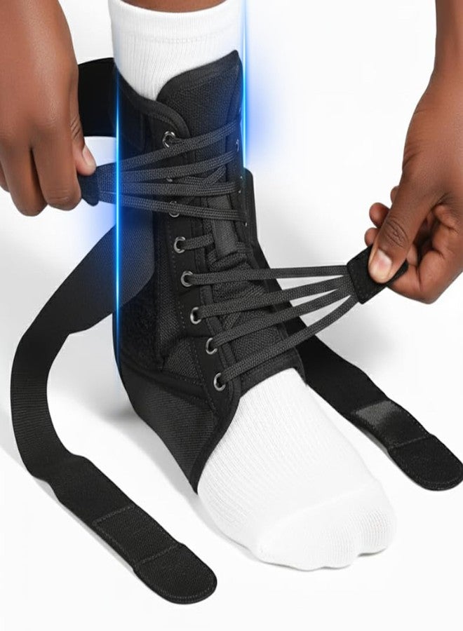 Veyro Lace Up Ankle Brace for Men & Women - Adjustable Ankle Support Straps for Sprained Ankle, Achilles Tendonitis, Ligament Injury & Pain Relief - Sports Ankle Brace for Basketball, Football & Volleyball (Large) - Image 1