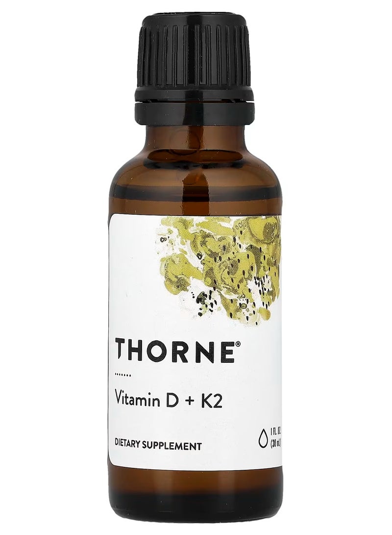 ثورن فيتامين د/ك2، 25 مكجم (1,000 وحدة دولية)، 1 أونصة سائلة (30 مل) - Image 1