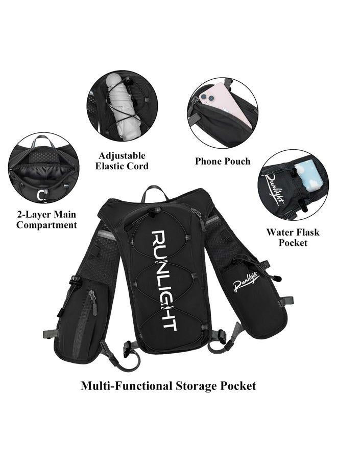 Runlight Running Vest for Women Men,Adjustable Chest Straps Running Hydration Vest with 1.5L Water Bladder,Lightweight Breathable Reflective Running Vest for Trail Running Hiking Black - Image 5