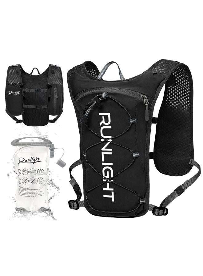 Runlight Running Vest for Women Men,Adjustable Chest Straps Running Hydration Vest with 1.5L Water Bladder,Lightweight Breathable Reflective Running Vest for Trail Running Hiking Black - Image 1