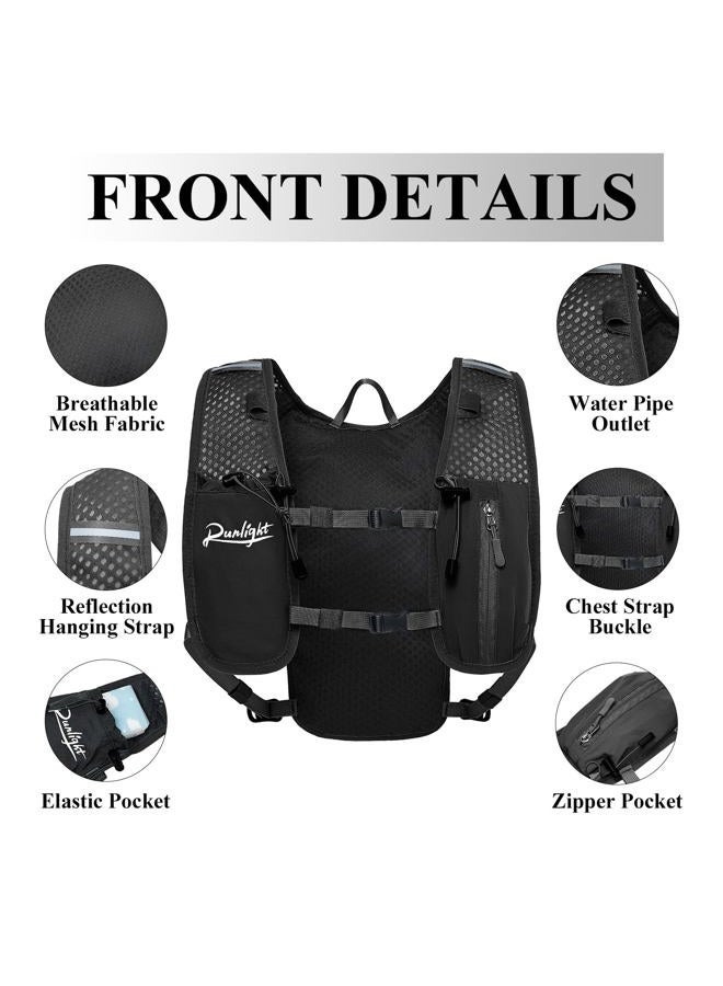 Runlight Running Vest for Women Men,Adjustable Chest Straps Running Hydration Vest with 1.5L Water Bladder,Lightweight Breathable Reflective Running Vest for Trail Running Hiking Black - Image 3