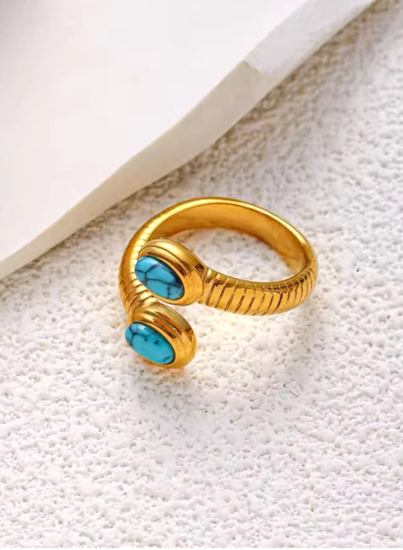 Equal Stainless Steel Gold Plated Ring For Women One Size - Image 1