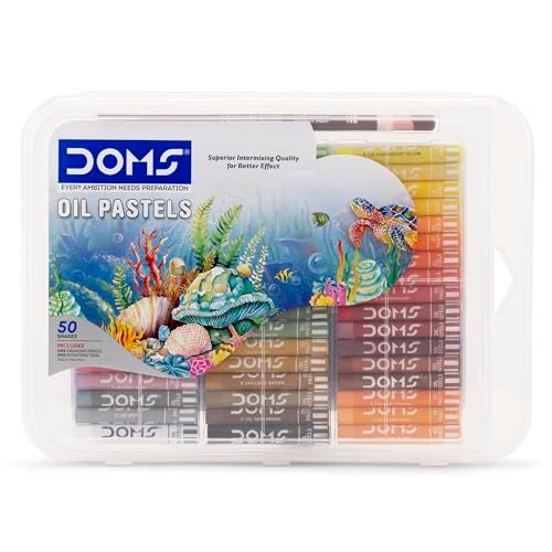 DOMS 50 Shades Oil Pastel With Case|Smooth Color Intermixing For Better Effect|Bright&Intense Colors|Free Scrapping Tool|Non-Toxic&Safe For Childrens|Pack Of 1|Multicolor - Image 1