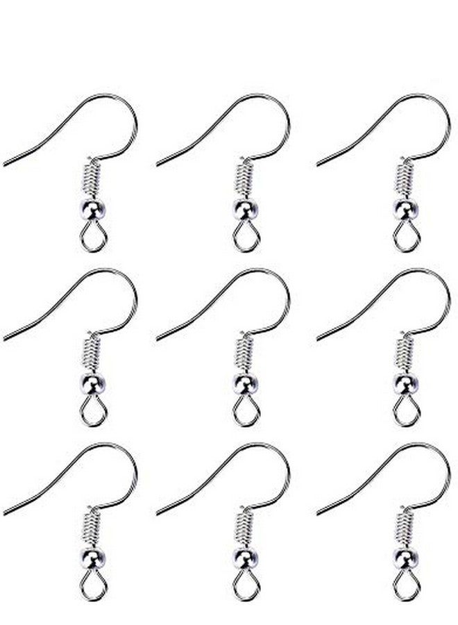 BeeSpring 200 Pcs Silver Stainless Steel Ball & Coil Earring Hooks/Fish Hooks/Ear Wire for DIY Jewelry Making, Wire Hooks Jewelry Wire Earring Parts for Jewelry Making - Image 1