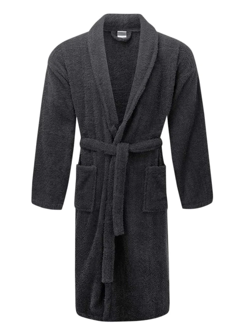 1Chase Shawl Collar Bathrobe  for Women and Men Lightweight Robe Grey Large