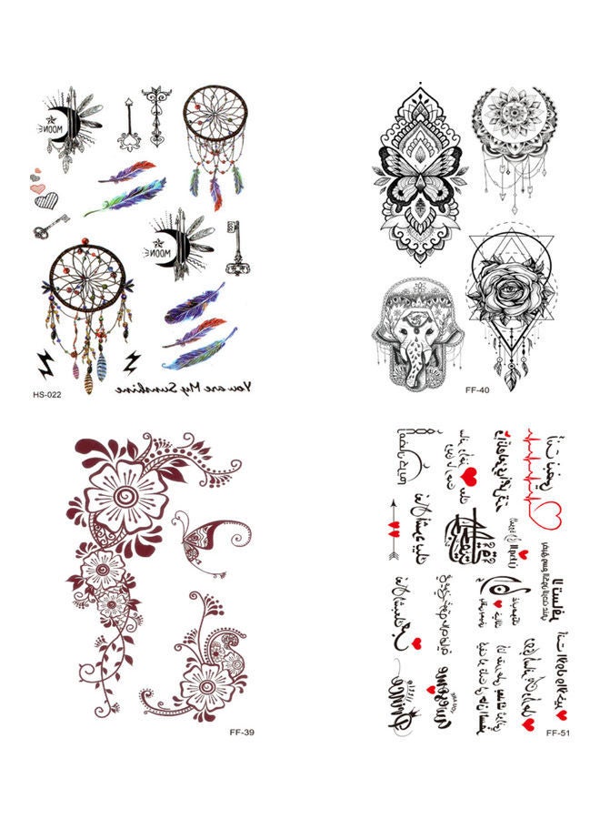 NIBEMINENT 4-Piece Temporary Tattoo Sticker Set - Image 1