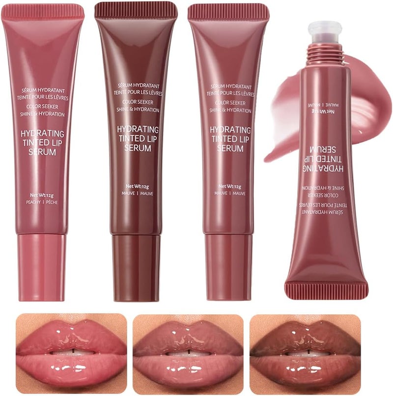 3 Colors Hydrating Lip Gloss Lip Jam High Shine Glass Finish Glossy Plumping Nude Colors Lipgloss Lip Jelly Liquid Lipstick for Women