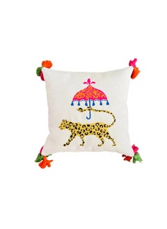 Decorative Leopard Patterned Cushion Cover | Safari Series Cream Linen Pillow Cover
