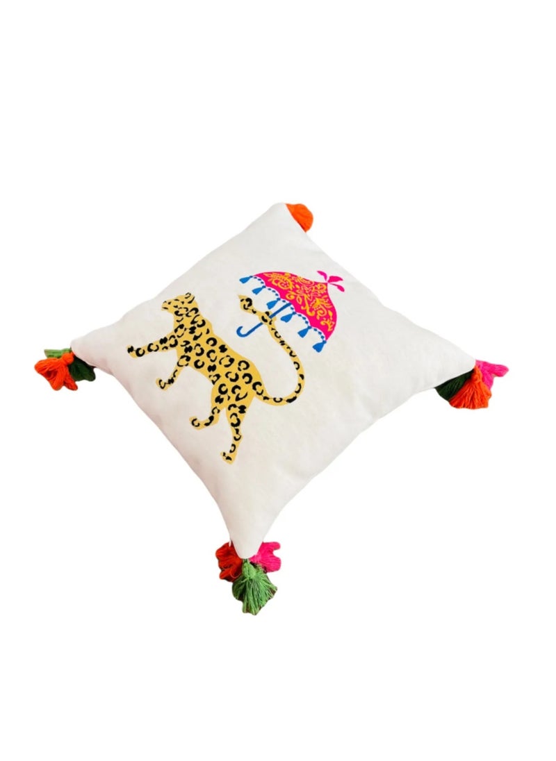 Generic - Decorative Leopard Patterned Cushion Cover | Safari Series Cream Linen Pillow Cover - Image 1
