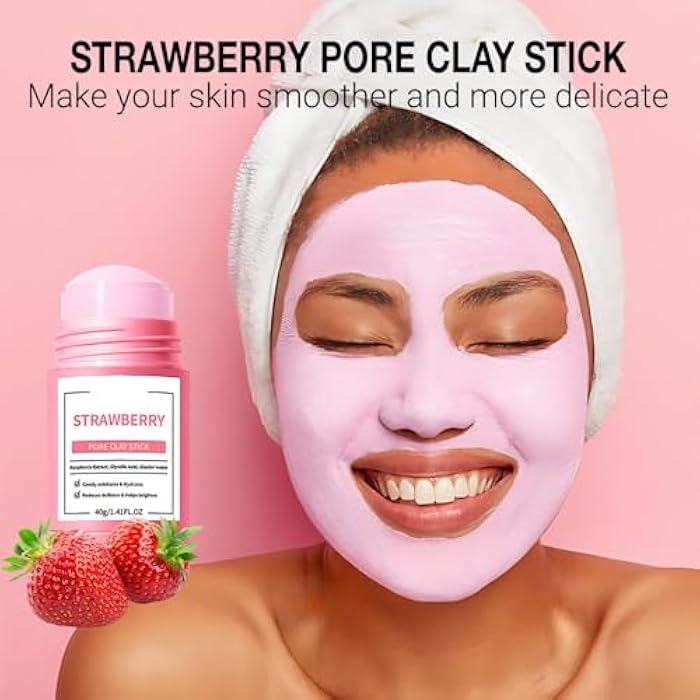 FeiCuiYun Clay Mask For Face Skincare, Blackhead Remover Face Mask with Strawberry Extract, Deep Pore Cleansing, Moisturizing, Skincare Facial Mask for Refining Pores and Controlling Oil, 40g/1.35oz - Image 2