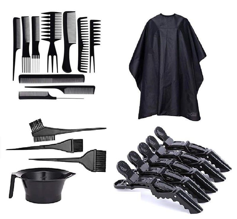 CRIYALE Combo for Professional Hair Styling Plastic Sectioning Crocodile Duckbill Hair Clips Hairdressing Hair Cutting Combs/Dye Brush and Bowl Kit and Apron Sheet Barbers Saloon Use Accessories - Image 1