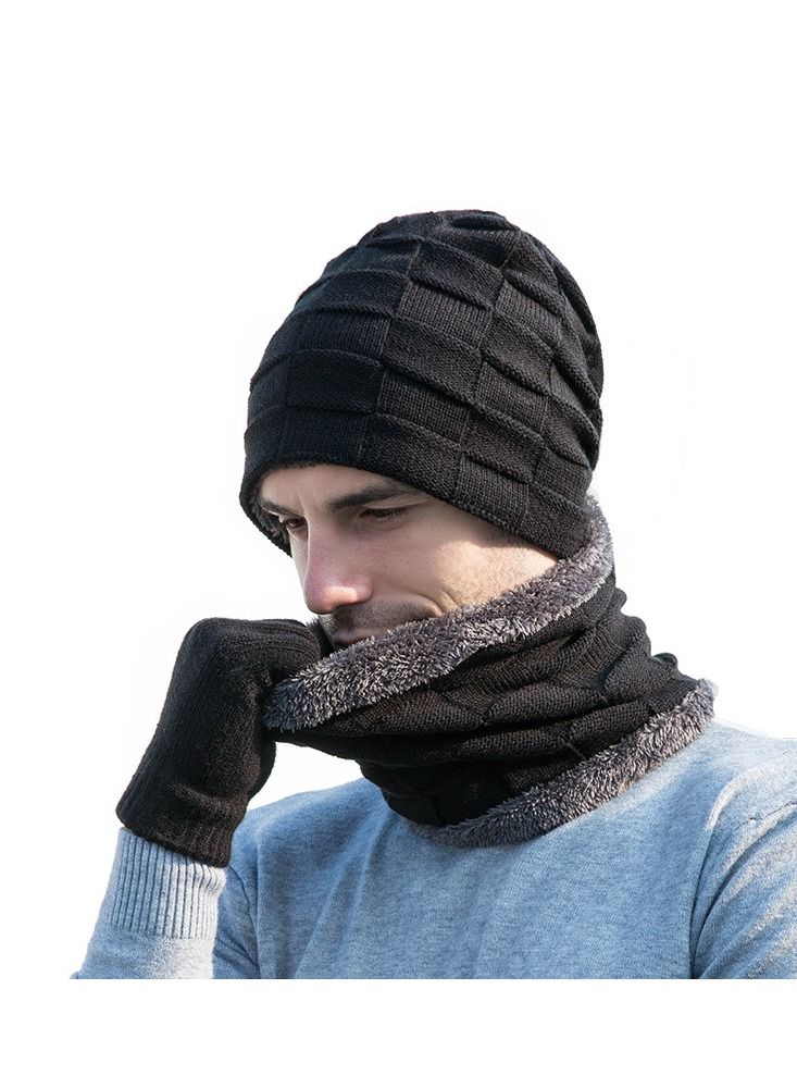 Loquat Winter Padded Set Cap Knitted Hat Scarf 2-Piece Set