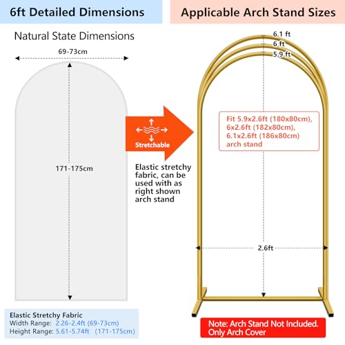 Hemmotop White Arch Backdrop Cover Set 7.2 ft, 6 ft, 2 Sided Stretchy Spandex Fitted Balloon Arch Stand Backdrop for Wedding, Birthday Party, Baby Shower - Image 3