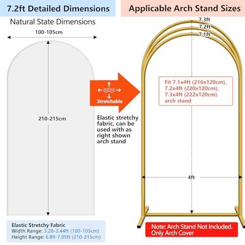 Hemmotop White Arch Backdrop Cover Set 7.2 ft, 6 ft, 2 Sided Stretchy Spandex Fitted Balloon Arch Stand Backdrop for Wedding, Birthday Party, Baby Shower - Image 2