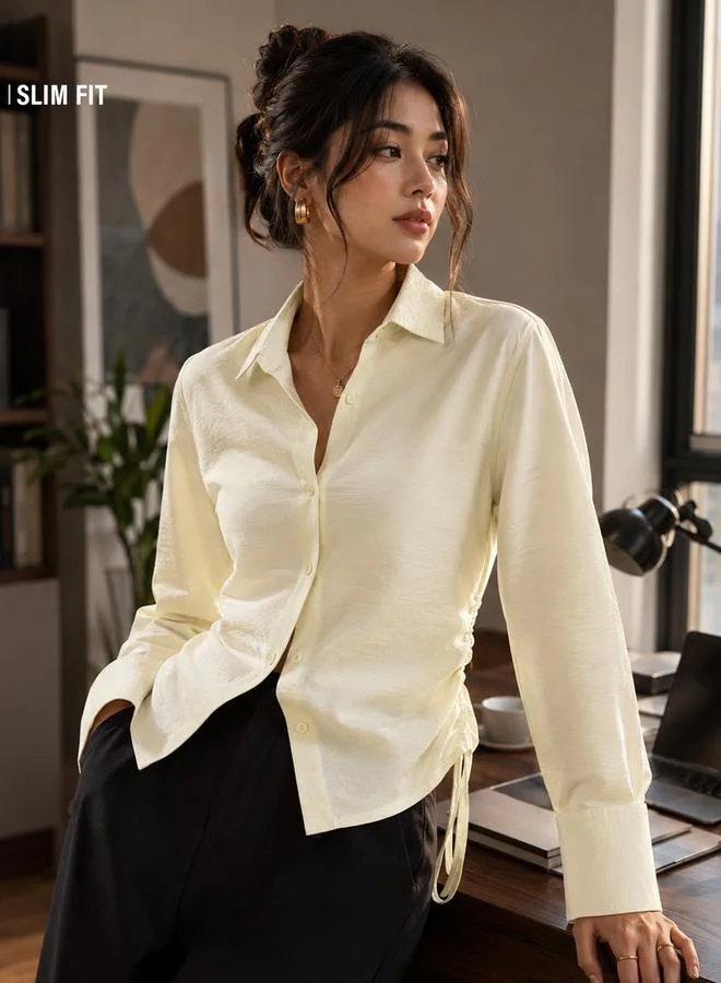 The Souled Store Elegant Off-White Long Sleeve Shirt
