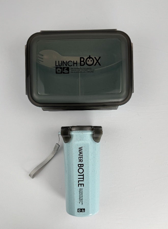 توشيونيكس طقم صندوق غداء سعة 1.2 لتر مع كوب زجاجة ماء سعة 500 مل - صندوق وجبات بينتو بثلاثة أقسام، وملعقة وكوب - آمن للاستخدام في الفريزر، مانع للتسرب ومحكم الإغلاق مع ثلاثة أقسام، خالٍ من مادة BPA، خفيف الوزن، متين وقابل لإعادة التدوير، مناسب للكبار والصغار - للمنزل، المكتب، المدرسة، الحضانة، السفر - 19×13×5 سم - Image 5