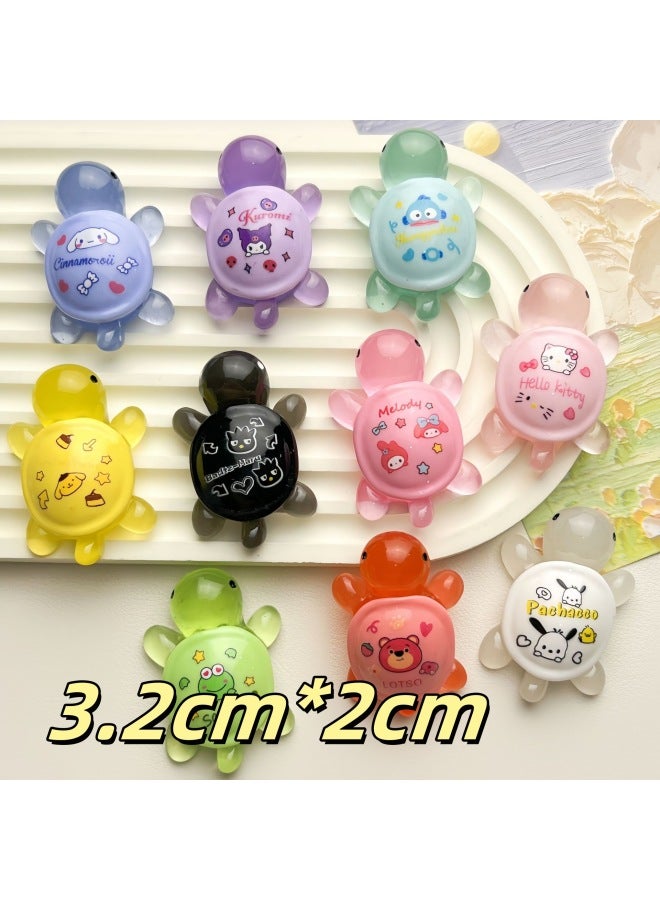 TikTok Explosions Resin Mini Luminous Little Turtle Fluorescent Ornaments Stereo Decoration Turtle Pair Touch Blind Bag Gift-Color:3.2cm Three European + Blind Belt - Image 1