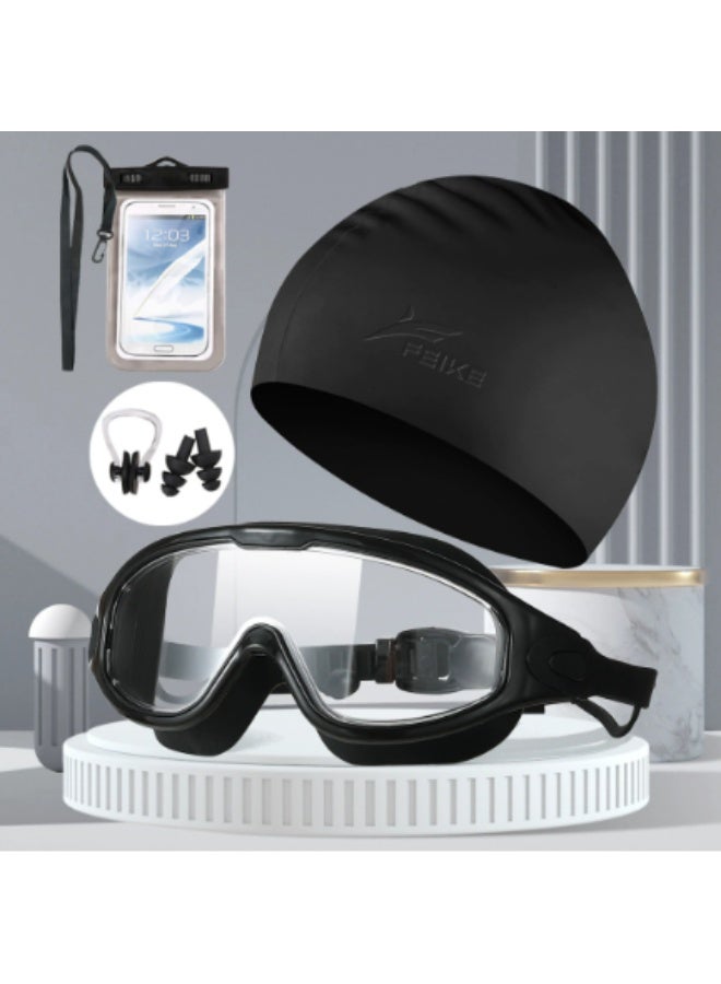 Generic Swimming Goggles with Waterproof Mobile Case for Men Women with Silicone Waterproof Earplugs, 180° Wide View Anti-Fog & No-Leak Swimming Glasses for Adults/Youth, UV Protection Pool Goggles  - Image 1