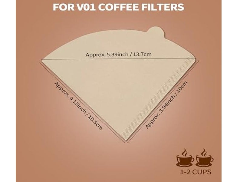 ريحني فلاتر القهوة ذات الاستخدام الواحد 2 ورق مخروطي فلتر قهوة طبيعي وماكينة قهوة 24 كوب 100 عدد بني طبيعي 105 سم × 10 سم - Image 4