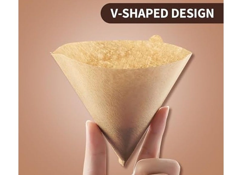 ريحني فلاتر القهوة ذات الاستخدام الواحد 2 ورق مخروطي فلتر قهوة طبيعي وماكينة قهوة 24 كوب 100 عدد بني طبيعي 105 سم × 10 سم - Image 3