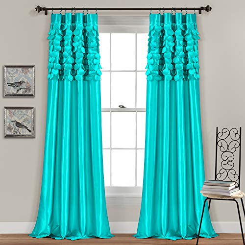 Lush Decor Circle Dream Window Curtains Panel Set for Living, Dining Room, Bedroom (Pair), 54"W x 84"L, Turquoise - Image 1