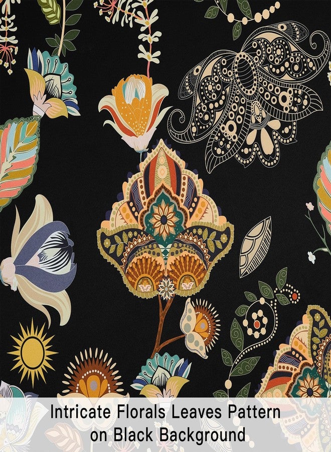 XiDi Black Dark Floral Curtains 84 Inches Long 2 Panels 100% Blackout Patterned Curtains Decorative Thermal Insulated Luxury Vintage Flower Botanical Printed Drapes Grommet for Living Room Bedroom - Image 2