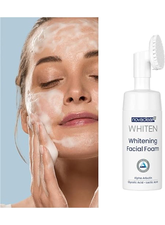 Novaclear Whitening Facial Foam – Silicon Brush Face Wash with Alpha Arbutin, Glycolic Acid & Lactic Acid – Deep Cleansing, Exfoliating & Brightening Foam for Dark Spots & Uneven Skin Tone 100 ML - Image 5