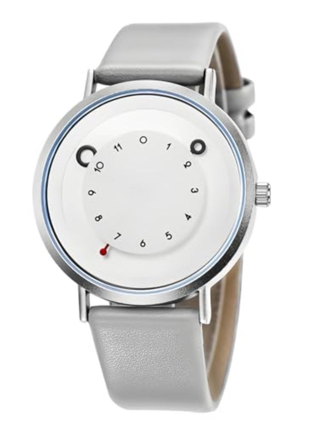 Minimalist Casual Unisex Quartz Watch – Unique Hands Design, Fashion Sports Waterproof Wristwatch for Men & Women with Leather Band - Image 1