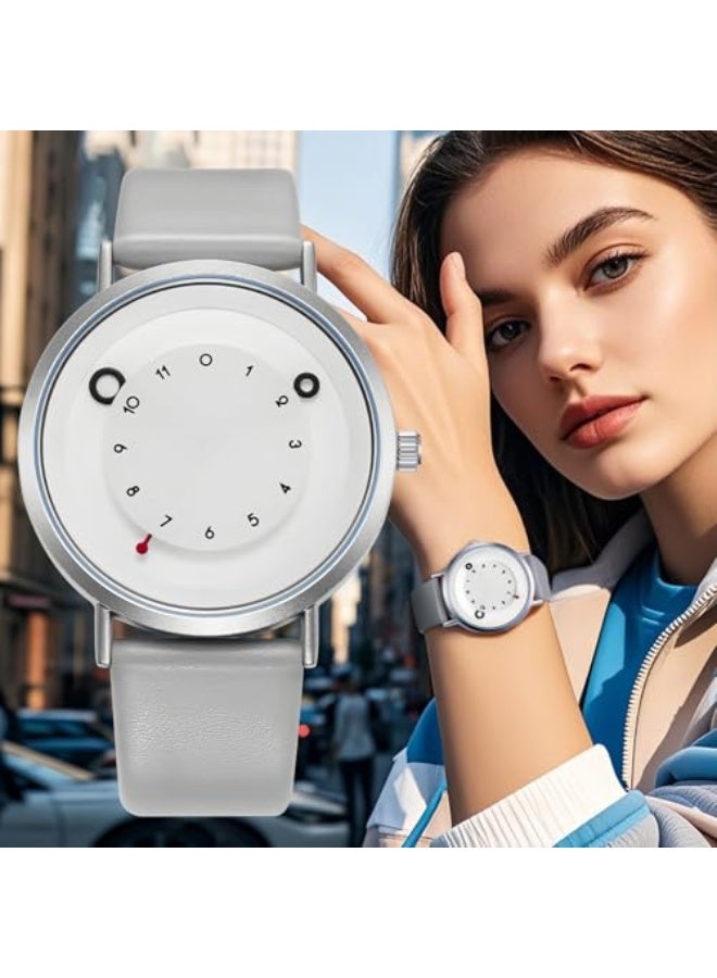 Minimalist Casual Unisex Quartz Watch – Unique Hands Design, Fashion Sports Waterproof Wristwatch for Men & Women with Leather Band - Image 2