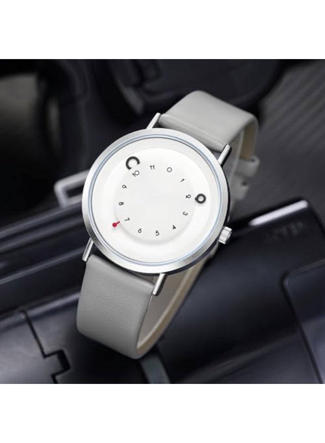 Minimalist Casual Unisex Quartz Watch – Unique Hands Design, Fashion Sports Waterproof Wristwatch for Men & Women with Leather Band - Image 3