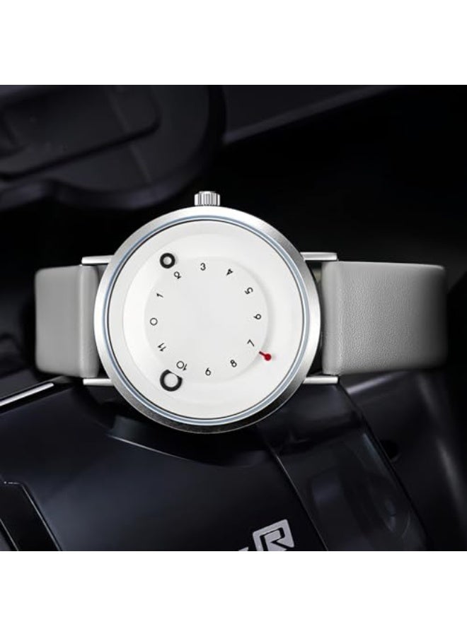 Minimalist Casual Unisex Quartz Watch – Unique Hands Design, Fashion Sports Waterproof Wristwatch for Men & Women with Leather Band - Image 4
