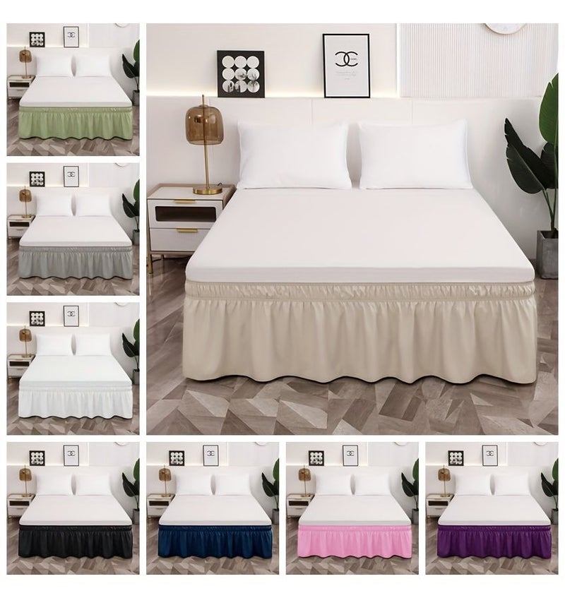 1pc 100 Microfiber 95G Pure Solid Brushed Bed Skirt Dark Blue King Cal King 77 95inch 79 92inch 2pcs Elastic Bands - Image 1