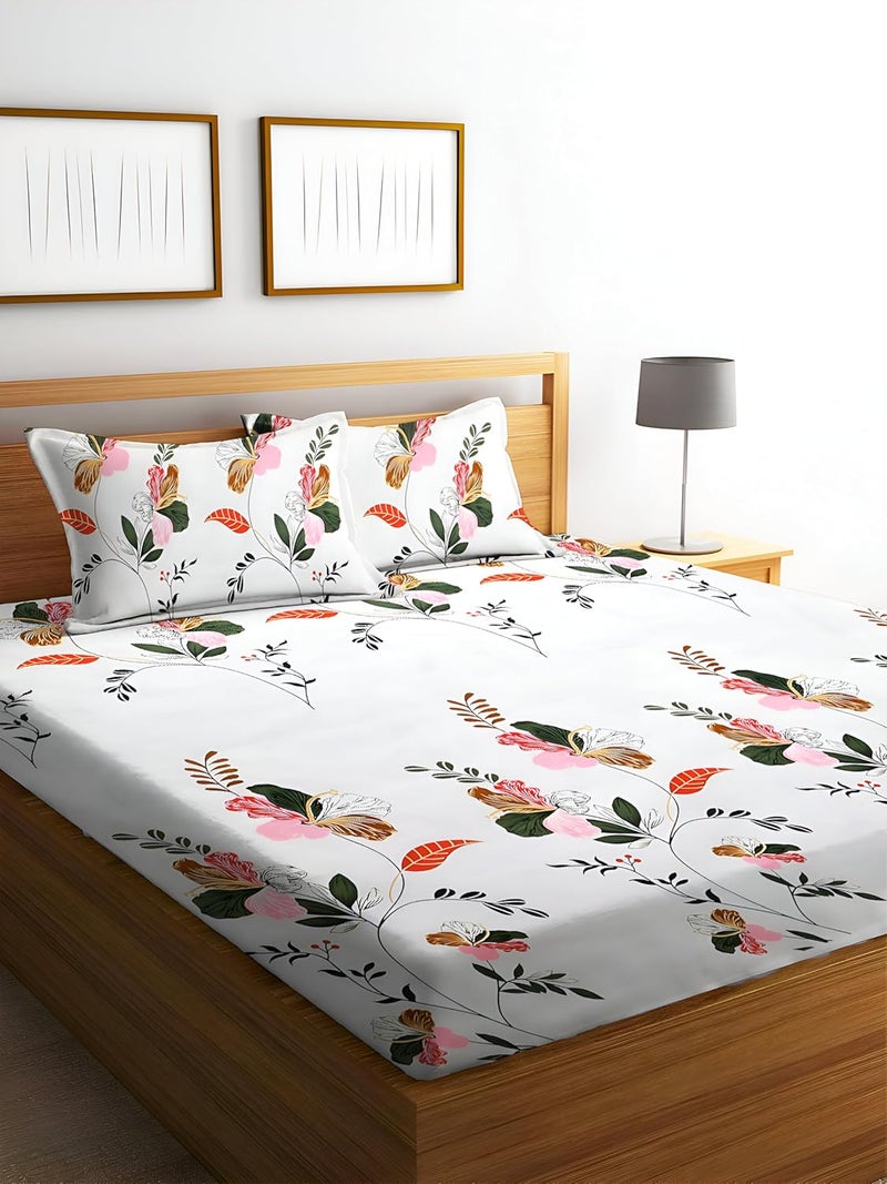 STARNSTYLE Polycotton 220 TC Floral Printed King Size Double Bedsheet with 2 Pillow Covers, (90 x 90 Inches,) - Image 1