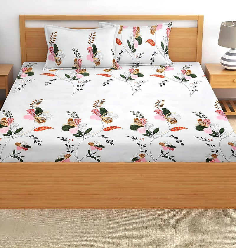 STARNSTYLE Polycotton 220 TC Floral Printed King Size Double Bedsheet with 2 Pillow Covers, (90 x 90 Inches,) - Image 3