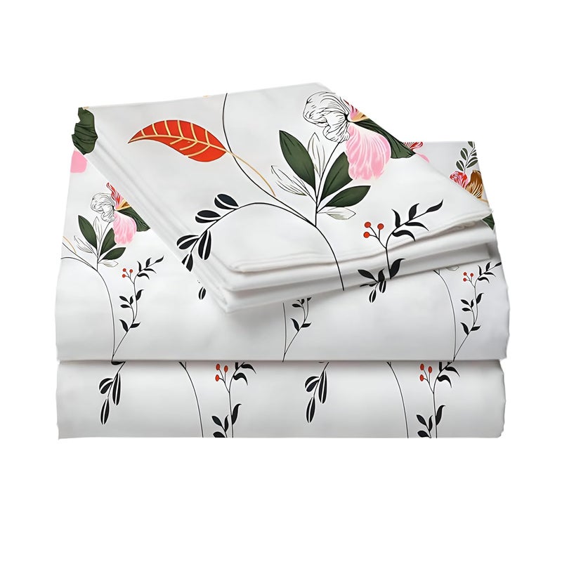 STARNSTYLE Polycotton 220 TC Floral Printed King Size Double Bedsheet with 2 Pillow Covers, (90 x 90 Inches,) - Image 5