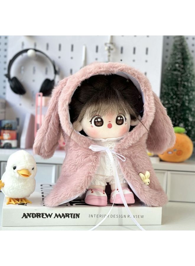 Loquat Rabbit Fur  Cloak Cloak 20cm Cotton Doll Doll Cloak Attributeless Daily Doll Replacement-Color:Rabbit Ears Cloak--lilac-Height:Suitable For 20cm Doll - Image 5