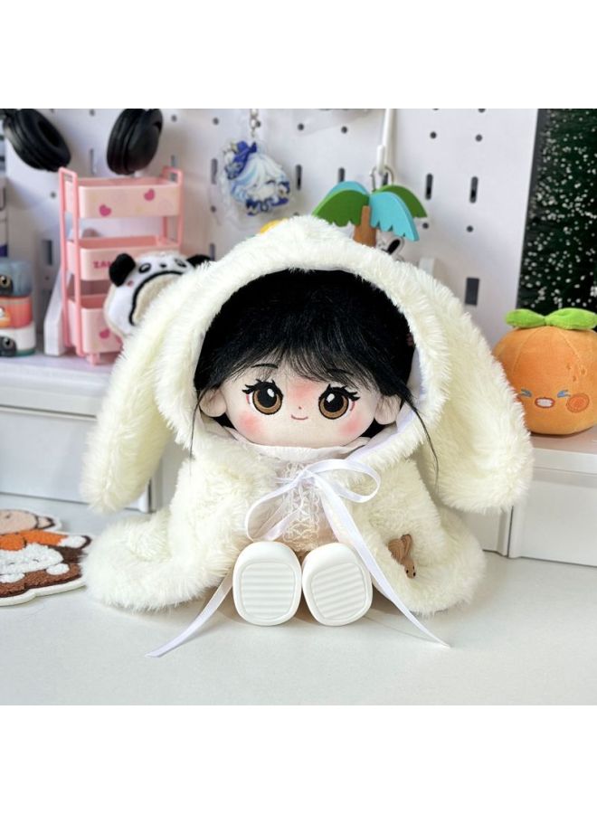 Loquat Rabbit Fur  Cloak Cloak 20cm Cotton Doll Doll Cloak Attributeless Daily Doll Replacement-Color:Rabbit Ears Cloak--lilac-Height:Suitable For 20cm Doll - Image 3