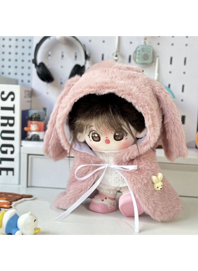 Loquat Rabbit Fur  Cloak Cloak 20cm Cotton Doll Doll Cloak Attributeless Daily Doll Replacement-Color:Rabbit Ears Cloak--lilac-Height:Suitable For 20cm Doll - Image 4