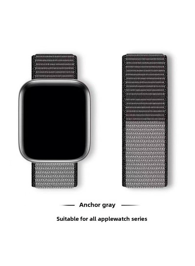 إسكدنيا Suitable For Iwatch1-s9 Strap Light Mint/Ocean Blue Nylon Loop Velcro Wristband For Apple Watch Strap-Color:45# Iron Anchor Ash-Specifications:38/40/41mm - Image 1