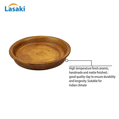 Lasaki Round Ceramic Trays (Plates Saucers) for Pots, planters, Flower, Succulent(4 inch,Set of 2) White+Antique R4(Plants not Included) - Image 4