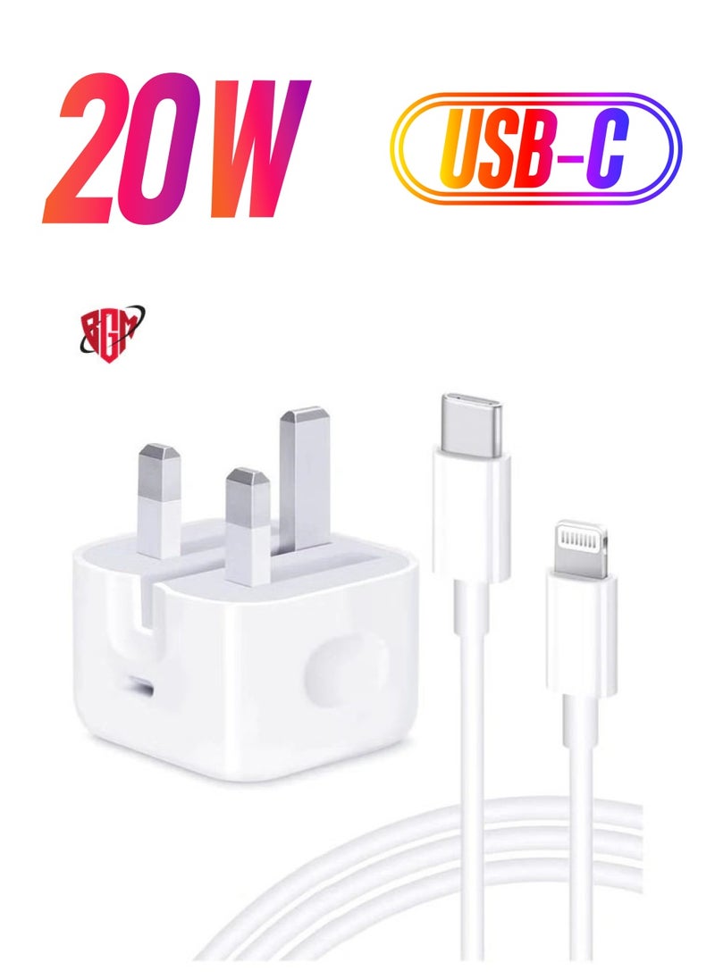 BGM Phone 20W Charger Apple MFi Certified‘ USB C Plug Fast Charge and USB C to Lightning Cable 2M PD Power Adapter Compatible with iPhone 13 Pro Max 13 12 SE2020 11 XR XS Max X 8 Plus iPad Pro Air Mini  - Image 1