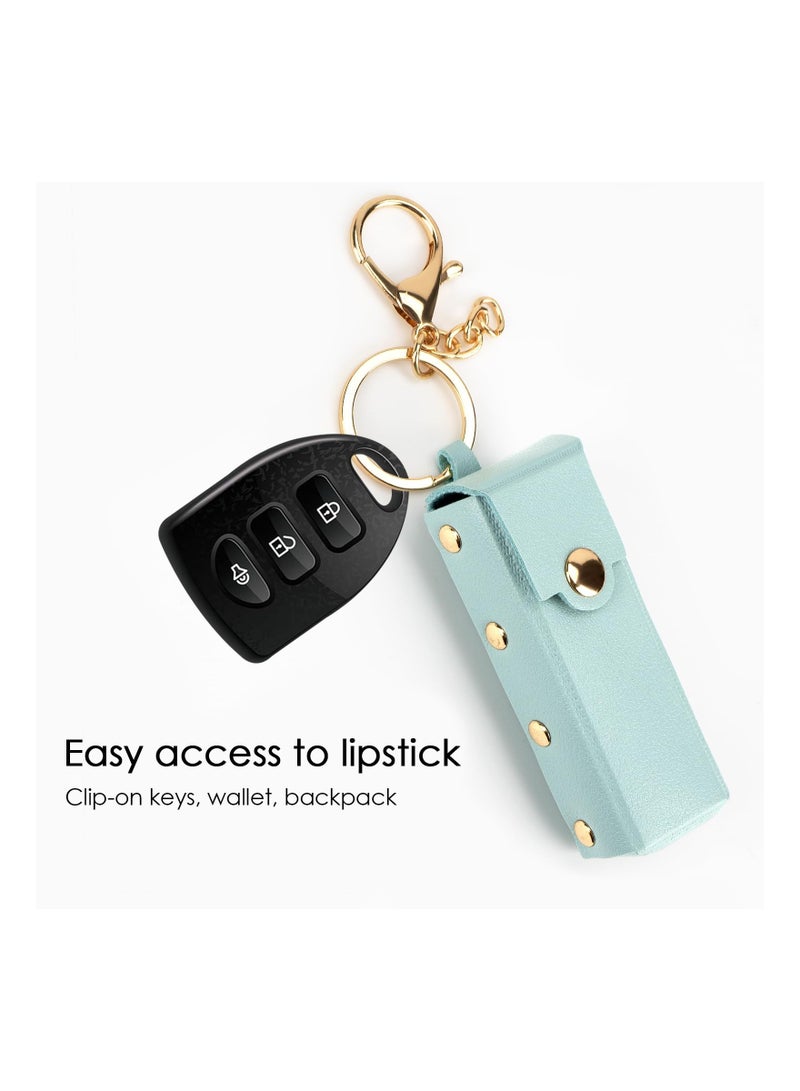 عبوة من 2 حقيبة أحمر شفاه محمولة على شكل سلسلة مفاتيح باللون الأخضر والوردي - Image 4