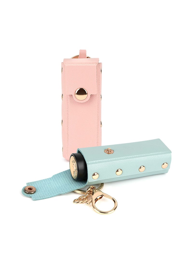 عبوة من 2 حقيبة أحمر شفاه محمولة على شكل سلسلة مفاتيح باللون الأخضر والوردي - Image 2